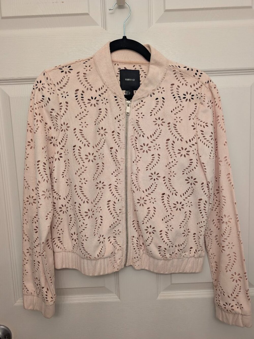 Light Pink Vegan Suede Forever 21 Cut Out Jacket (S)